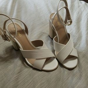 White Aldo Strappy Heels